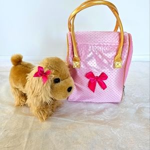 Pucci Pups Plush Cocker Spaniel puppy with Carrier